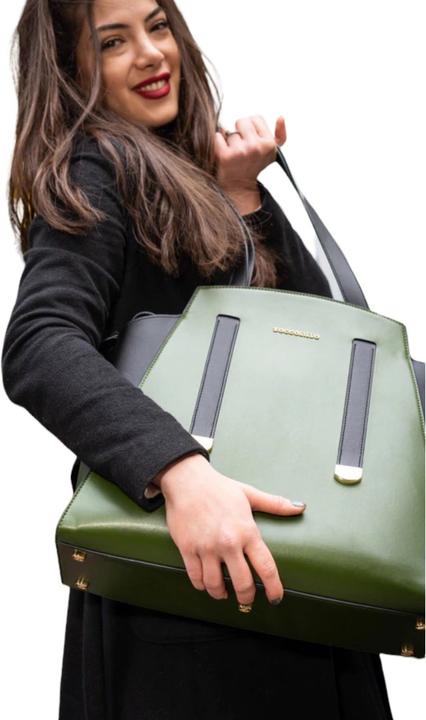 Actual product image Zoccolillo Vegan leather handbag handmade IRIS green XL
