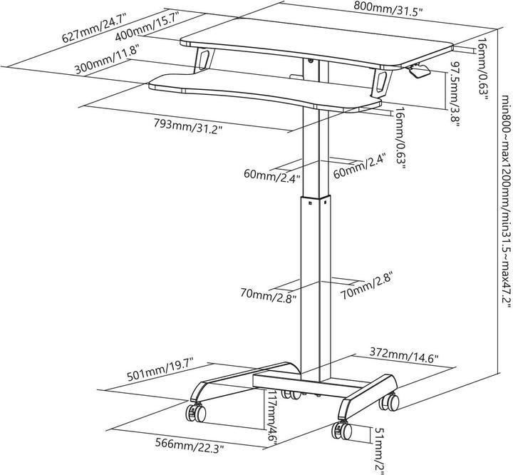 Actual product image Ergo Office ER-444 (80 x 40 x 120 cm)
