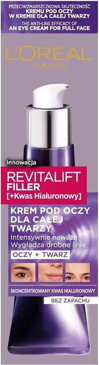 Actual product image L'Oréal Paris L'Oréal Revitalift Filler Eye and Face Cream with Hyaluronic Acid 30ml (Fluid, 30 ml, Day)