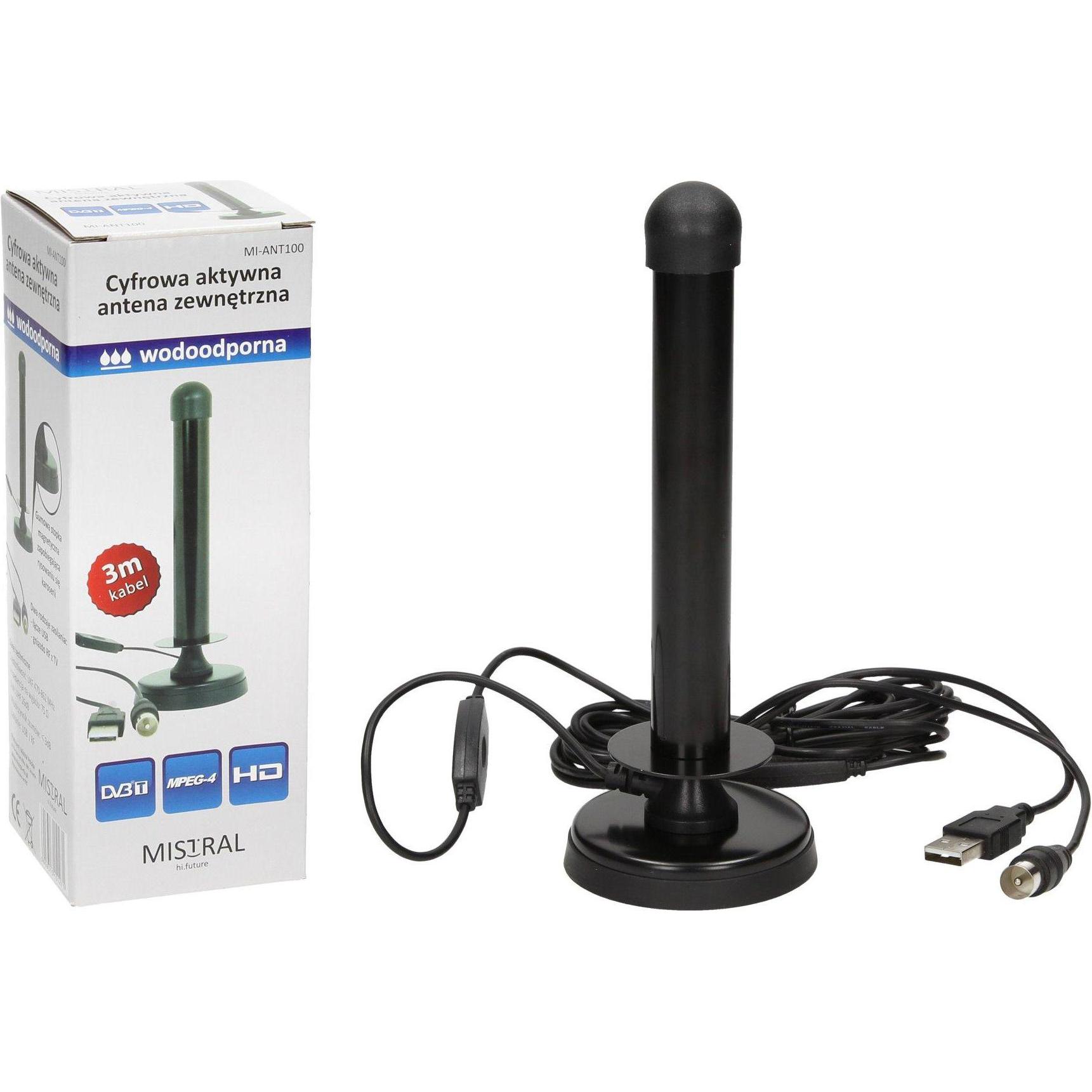 Nvox, Auto Antenne, Mistral mi-ant100 ultra-sensitive waterproof active antenna car tv dvb-t with magnetic shoe