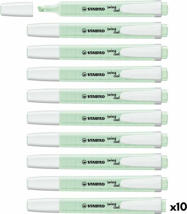 Image du produit STABILO Surligneurs - swing cool Pastel - Pack de 10 - Touche de vert menthe (Touche de vert menthe, 4 mm, 10 x)
