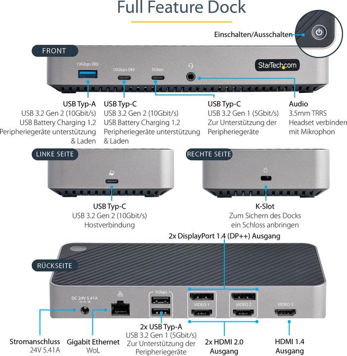 Actual product image StarTech 116N-USBC-DOCK (USB-C, 3 Ports)