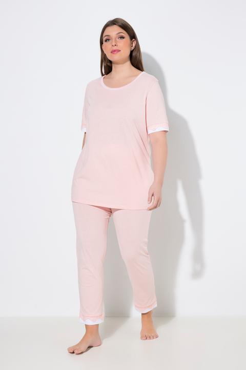 Produktbild Ulla Popken Pyjama, Spitzenkanten, Rundhals, Halbarm (50, 52)