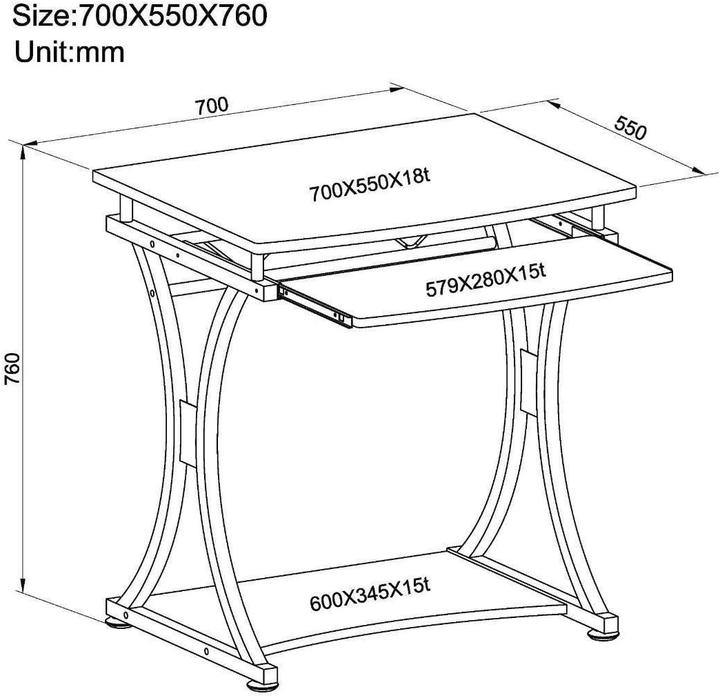 Produktbild Techly Computertisch (70 x 55 x 76 cm)