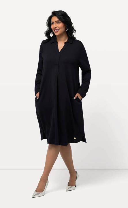 Produktbild Ulla Popken Punto-Kleid, Hemdkragen, V-Ausschnitt, Langarm, Taschen (54)