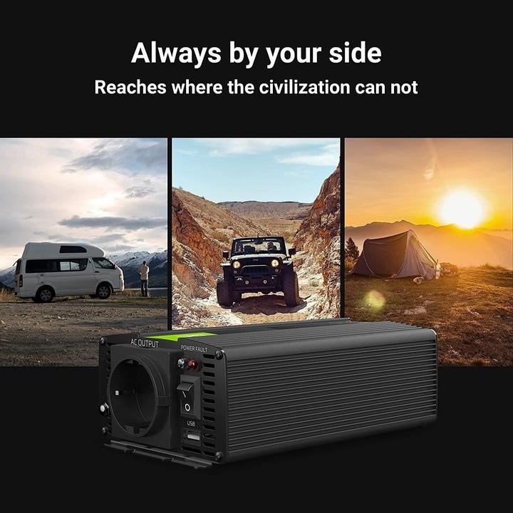 Actual product image GreenCell Voltage Car Inverter 24V to 230V 300W/600W Full Sine wave