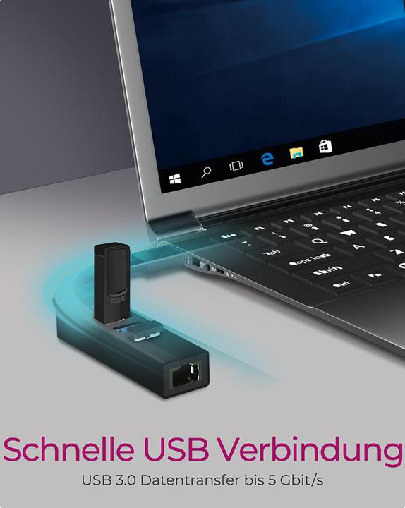 Produktbild Icy Box Hub IcyBox 4-Port IB-HUB1419-LAN USB 3.0 Hub & LAN-Adapter (USB-C, 4 Ports)