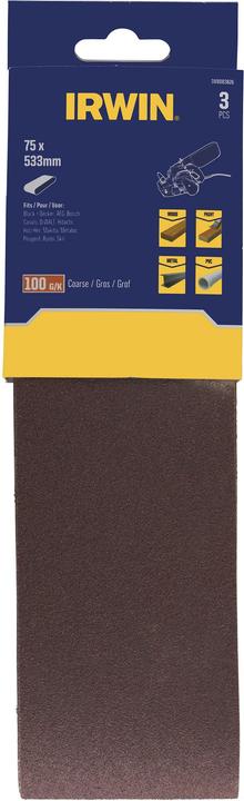 Image du produit Irwin Courroies de décollage pour outils électriques 75 mm x 533 mm, P100 /pour les pièces en métal (P100)