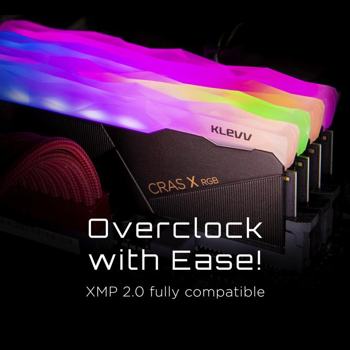 Actual product image Klevv Kit Barrettes mémoire RAM DDR4 16Go (2x8Go) Cras X RGB PC4-25600 (3200 Mhz) (Noir) (2 x 8GB, 3200 MHz, DDR4-RAM, DIMM)