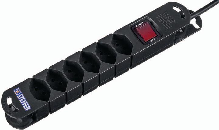 Produktbild Steffen Steckdosenleiste TIDE 6xT13 3m mit Schalter und Haftmagnete sw (6 x, Typ 13, 3 m)