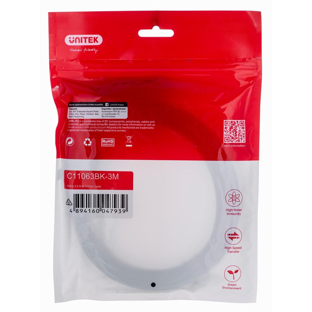 Thumbnail - Unitek HDMI - HDMI-Kabel mit 3 m Länge (C11063BK-3M) (3 m, HDMI), Video Kabel