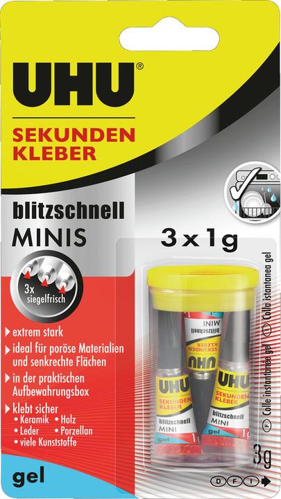 Produktbild UHU Sekundenkleber blitzschnell Minis Gel (3 g)