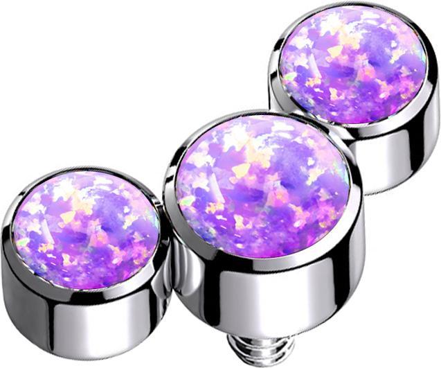 Produktbild Star Piercing Dermal Anchor silber drei Opale violett (ohne Messing, Titan)