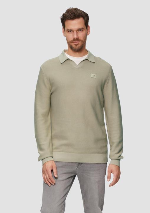 Produktbild S.Oliver Strickpullover Strickpullover mit Polokragen und Garment Dye (S)