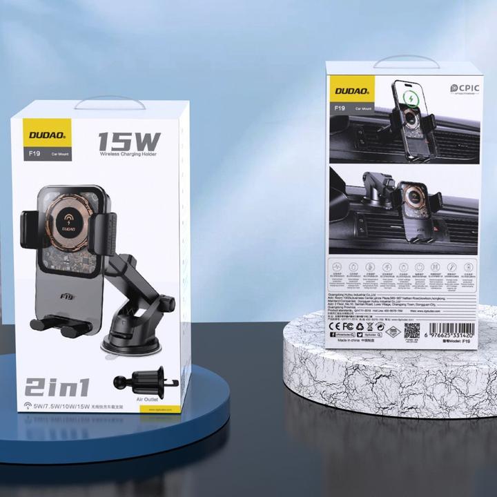 Immagine prodotto Dudao Supporto da auto a pinza F19 con caricatore induttivo da 15 W - nero
