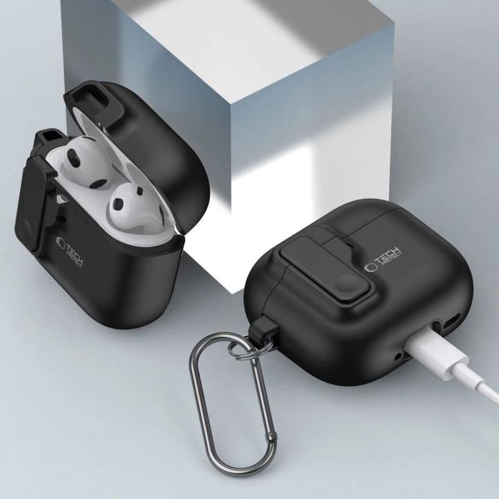 Image du produit Tech-Protect Slim Hook Case for AirPods 4 - Black (Manchon pour casque d'écoute)