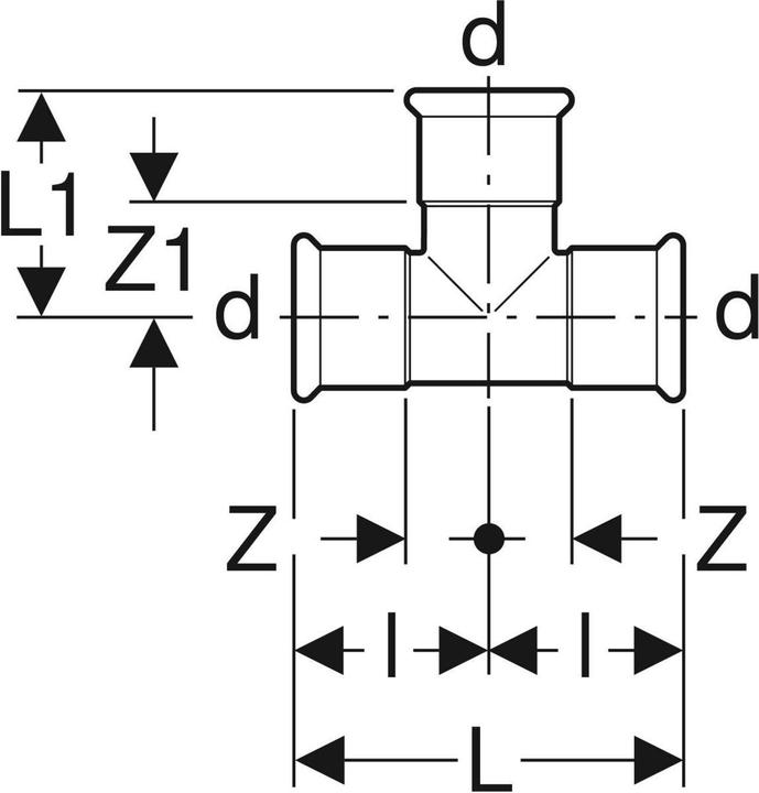 Produktbild Geberit Mapress Kupfer Tee 28mm (61005) (Pressverbindung)