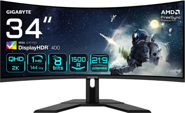 Actual product image Gigabyte G34WQC A (3440 x 1440 pixels, 34")