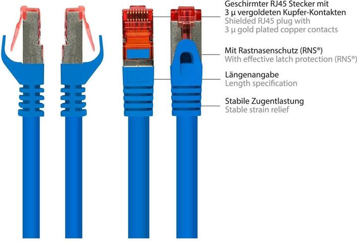 Immagine prodotto Varia SO-36403 - Patchkabel Cat.6, S/FTP, 0.15m, blau (S/FTP, CAT6)