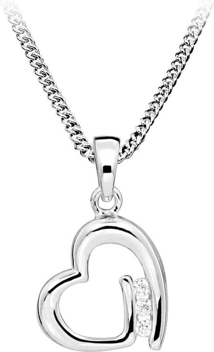 Silver Cat Romantic Silver Heart Necklace SC477 (Chain. Pendant)