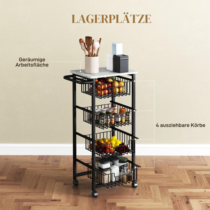 Actual product image Homcom Küchenwagen Stahl, MDF Hellgrau