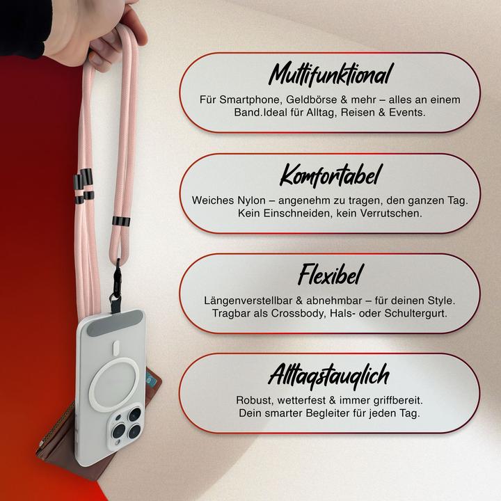 Produktbild Nalia HoldMe Lanyard Handykette - Universal Trageband für Smartphones - Verstellbar, Soft & Elastisch