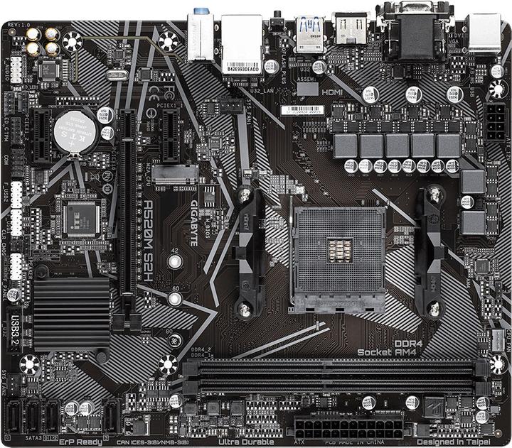 Actual product image Gigabyte A520M S2H 1.0 Processor family AMD, processor socket AM4 (AM4, AMD A520, mATX)