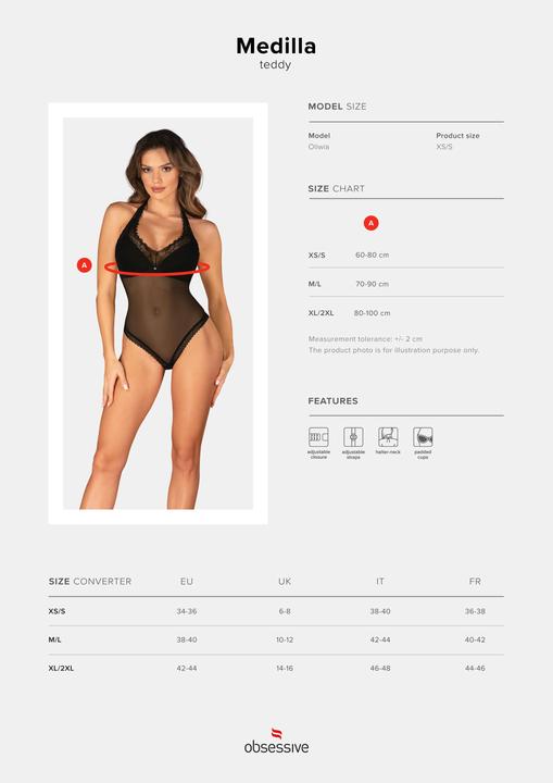 Produktbild Obsessive Medilla Teddy Schwarz (XS)