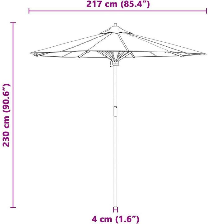 Produktbild VidaXL Garten-Schirm Creme Weiss 217x230 cm Bambus (2.17 m)