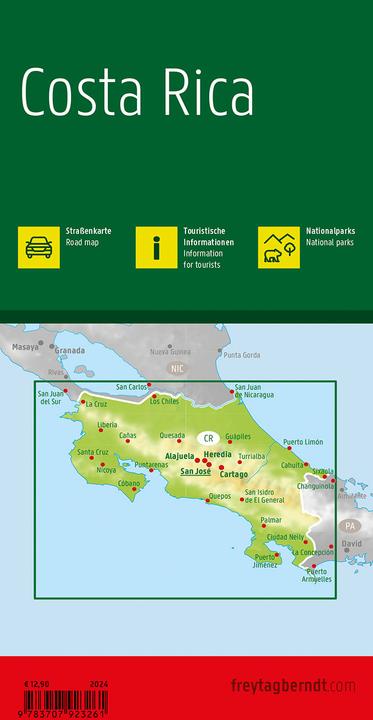 Actual product image Costa Rica, road map, 1:400.000, freytag & berndt