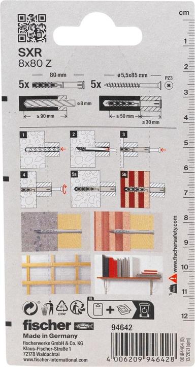 Image du produit Fischer 94642 Rahdü Schr SXR 8X80 Z NV (5 pcs)