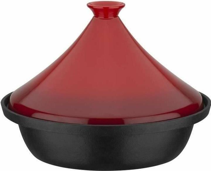 Actual product image GSW 30 cm cast iron tagine with ceramic lid black - red (Saucepan, Cast iron)