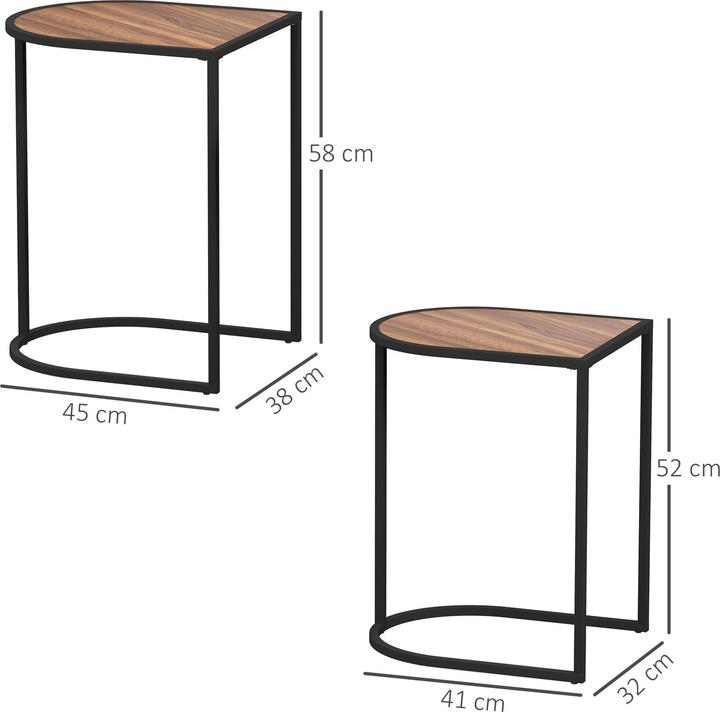 Image du produit Homcom Couchtisch Set MDF, Stahl Braun