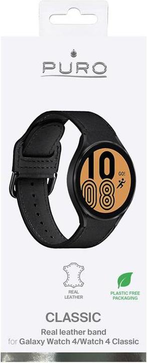 Produktbild Puro Leather bracelet Classic for Galay Watch4 / Watch 4 classic, black (Kunstoff)