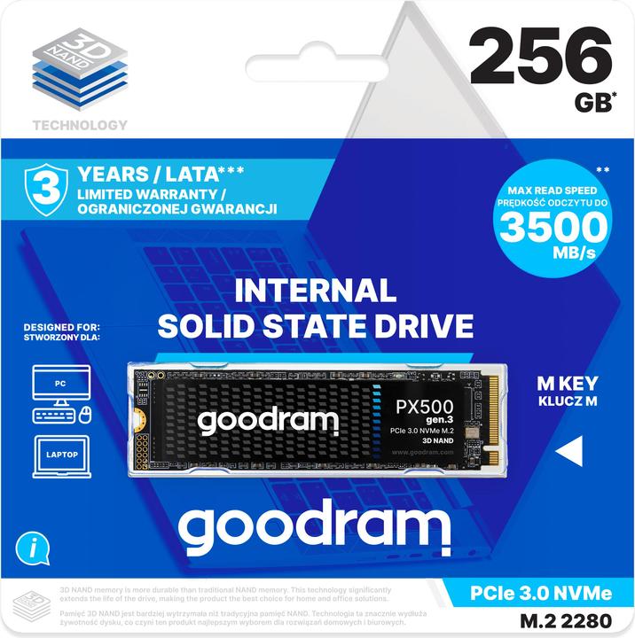 Image du produit Goodram PX500 GEN.3 SSDPR-PX500-256-80-G3 (256 Go, M.2 2280)