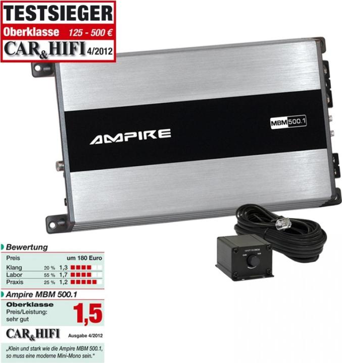 Produktbild Ampire Endstufe, 1x 500 Watt, Class D (3.Generation) (Mono-Verstärker)
