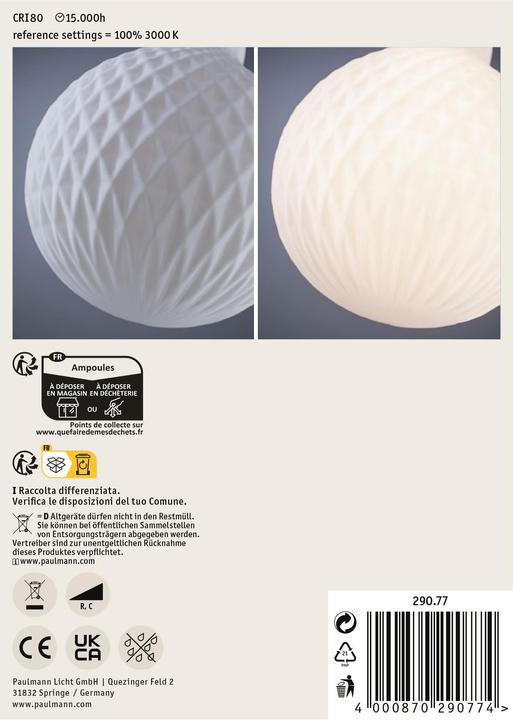 Produktbild Paulmann White Lampion Globe (E27, 400 lm, 1x)