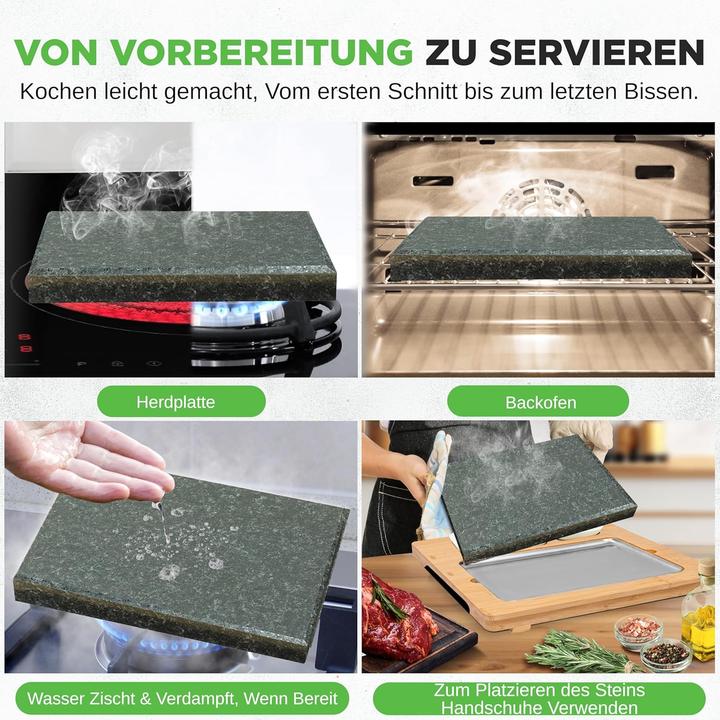 Produktbild Nutrichef Heisser Stein Tischgrill-Set mit Bambus & Keramik