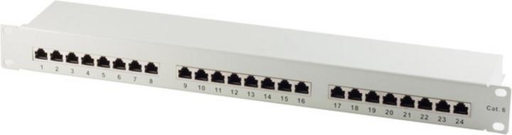 Image du produit S-Conn Panneau de brassage Cat.6 à monter en rack 48,3 cm (19") 24 ports gris clair