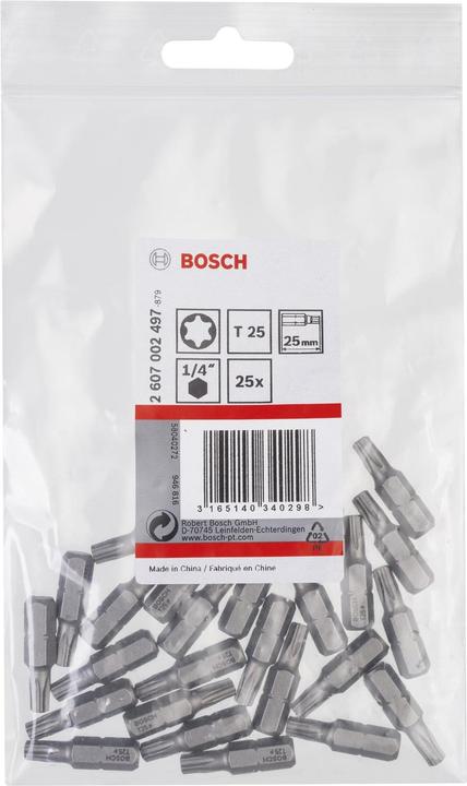Actual product image Bosch Professional Zubehör Screwdriver bit extra-hard T25, 25 mm, pack of 25 (Hexagon socket TX)