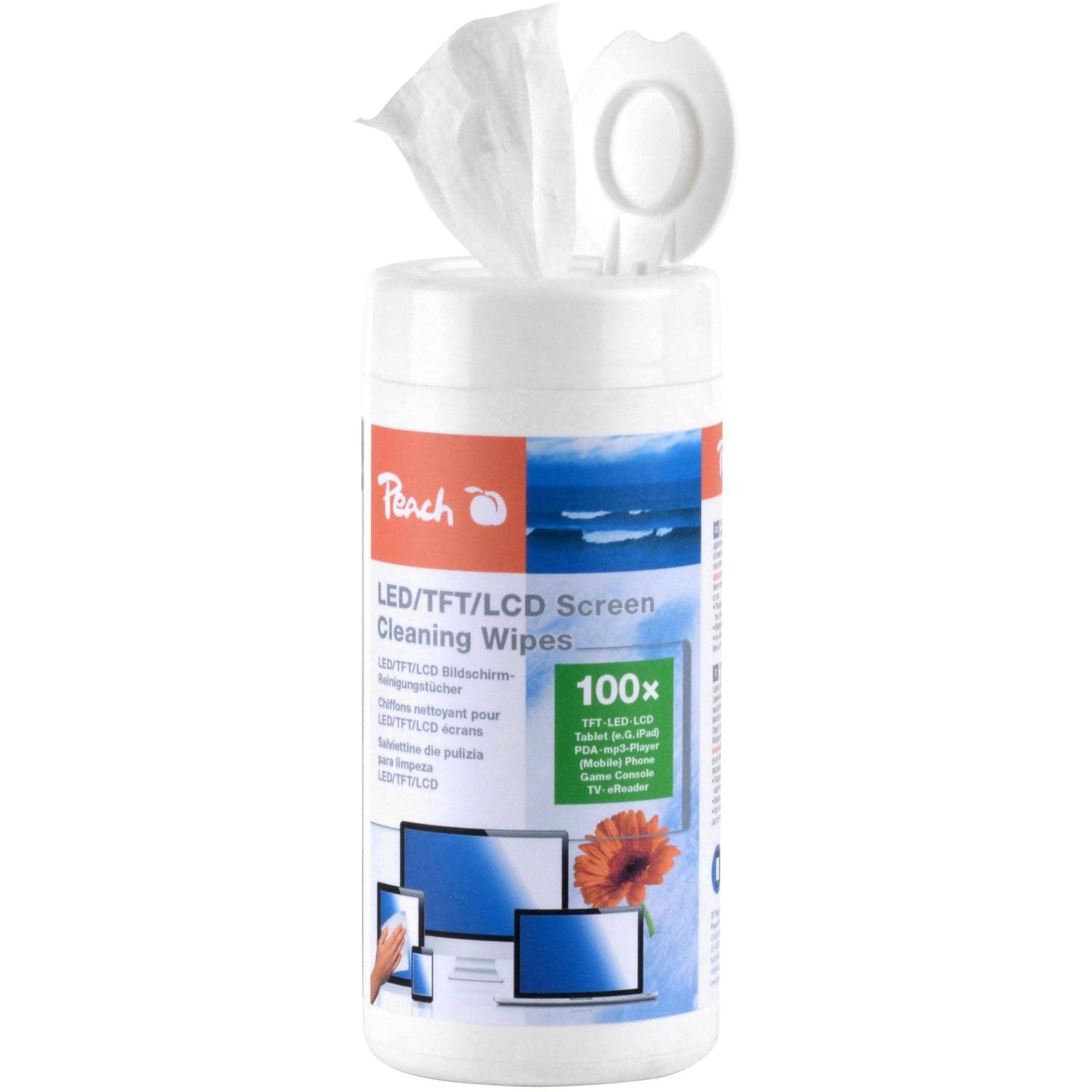 Peach Bianco Pulizia Pc + Periferiche, Panni Per La Pulizia A Umido (100X)