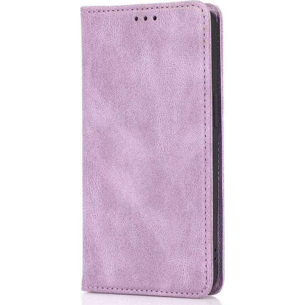 Cover-Discount iPhone 15 - Vintage Flip Case Hülle violett (Apple iPhone 15), Smartphone Hülle, Violett