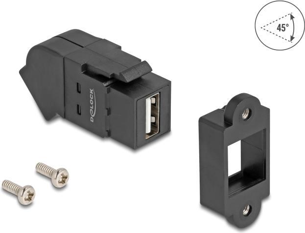 Produktbild Delock USB 2.0 Typ-A Einbaubuchse zu Typ-A Buchse 45° gewink (USB 2.0, 4.70 cm)