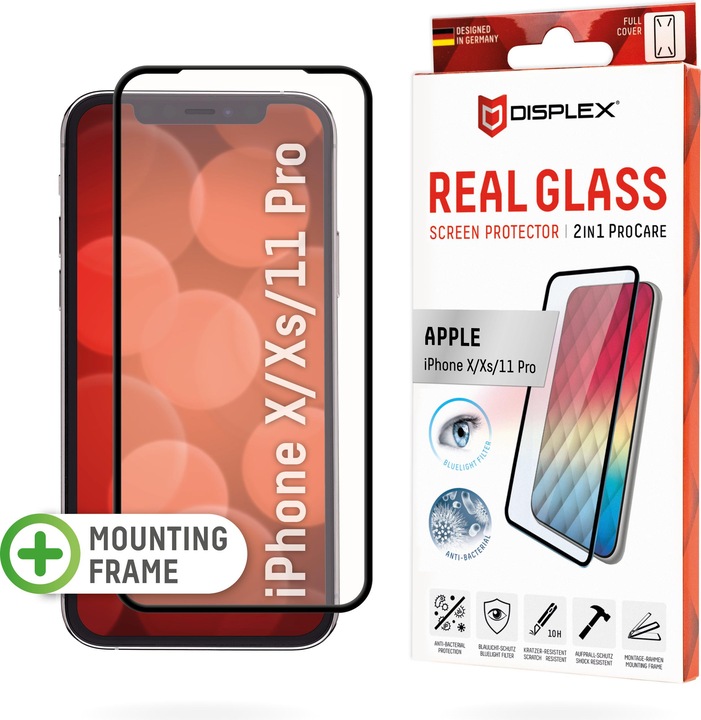 Displex Full Cover Panzerglas (1 Stück, Apple iPhone X, Apple iPhone 11 Pro, Apple iPhone XS)
