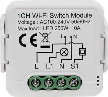 Actual product image Shelly NPLLSW01-10A - Netplus Smart Relay Switch Module 10A 1-channel Wi-Fi (Switch actuator)