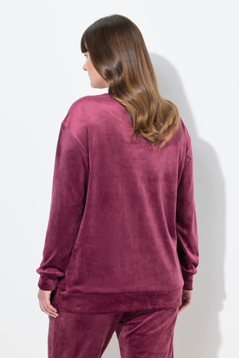 Immagine prodotto Ulla Popken Pullover da casa in Nicki con ricami, scollo a girocollo e maniche lunghe (54)
