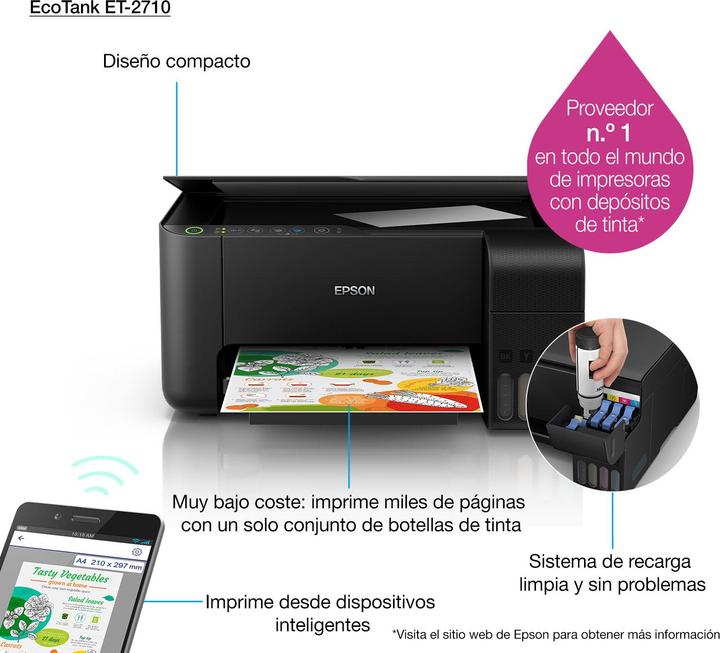 Image du produit Epson ET-2710 EcoTank Unlimited (Réservoir d'encre, Couleur)