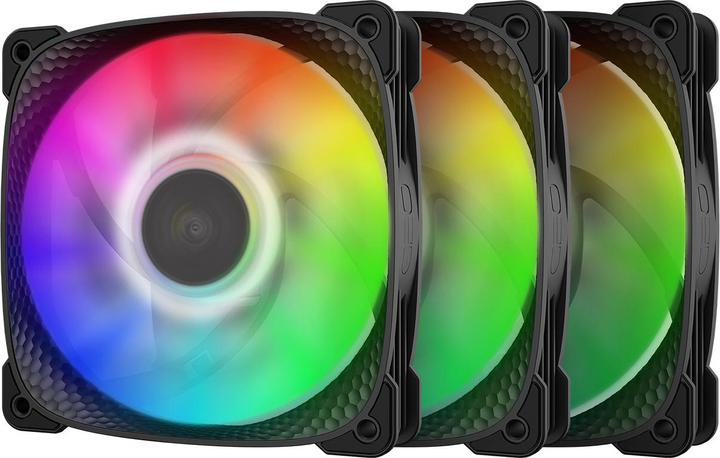 Actual product image Geometric Future Squama 2505B RGB fan, 3-pack - 120 mm, black (120 mm, 3 x)