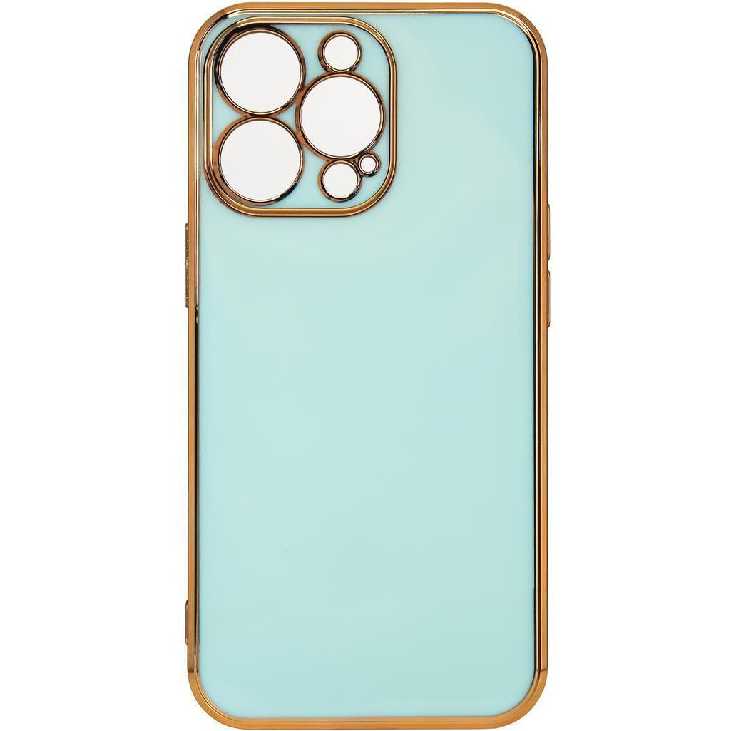 Hurtel Custodia Lighting Color per iPhone 12 Pro Max, cover in gel con cornice dorata, menta (Apple iPhone 12 Pro Max), Cover smartphone, Verde