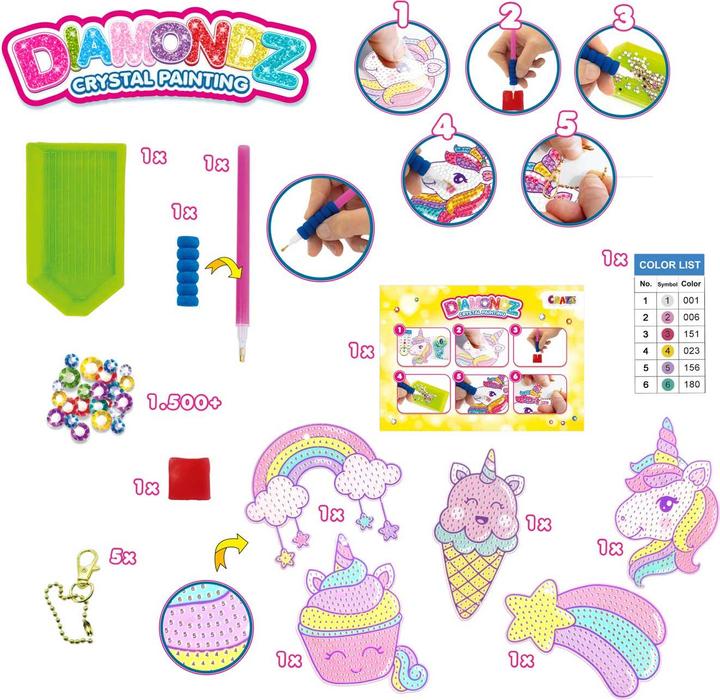 Actual product image Craze DIAMOND PAINTING Keychain Unicorn